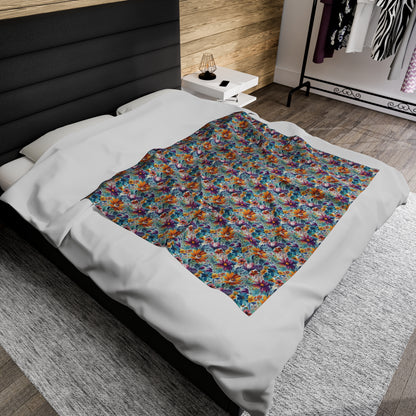 Wild Flowers - AI Generated - Velveteen Plush Blanket