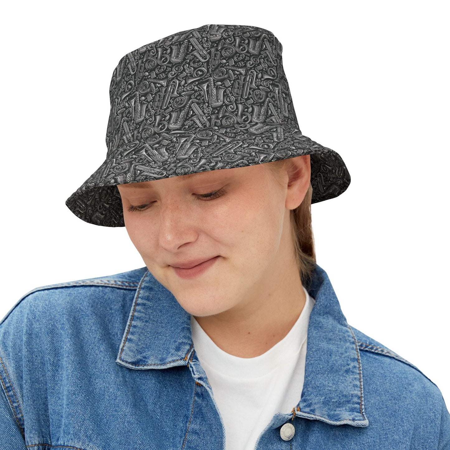 Band Camp - Gray - Black 000000 - Bucket Hat (AOP)