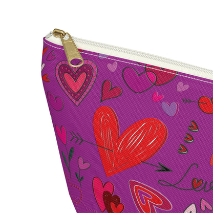 Heart doodles - Deep Magenta B805AE - Accessory Pouch w T-bottom