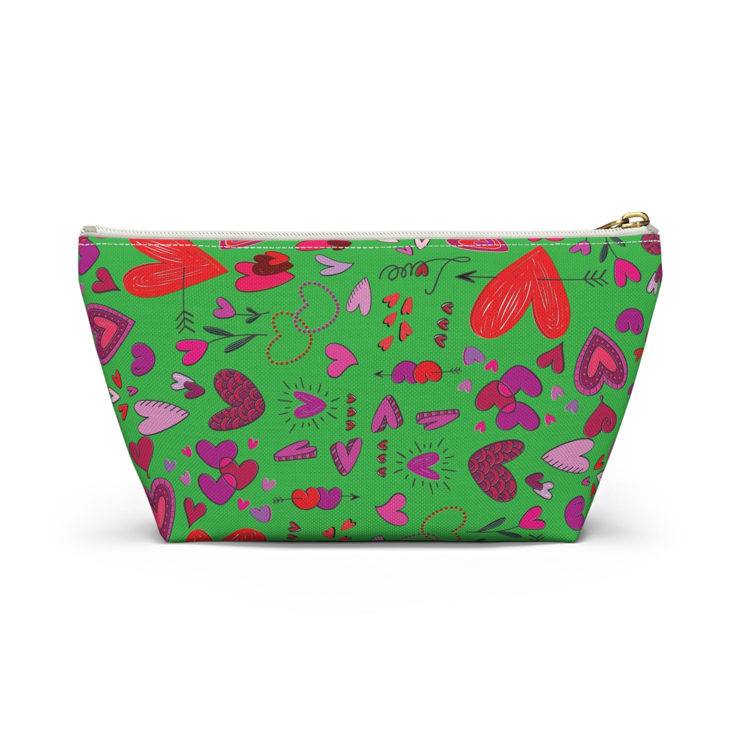 Heart doodles - Lime Green 21C12E - Accessory Pouch w T-bottom