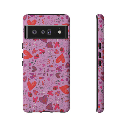 Heart Doodles - Fuschia Pink ff8eff - Tough Cases