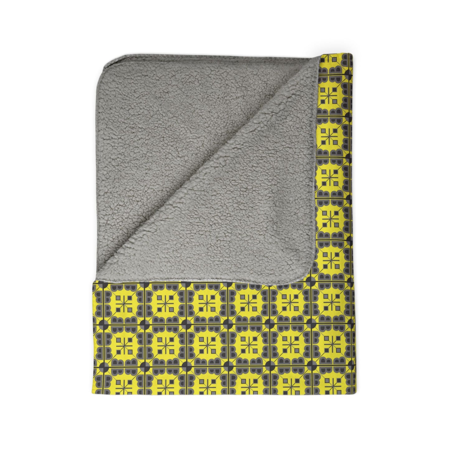 Fleece Sherpa Blanket - Letter Art - B - Gray - Yellow