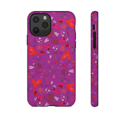 Heart Doodles - Deep Magenta B805AE - Tough Cases