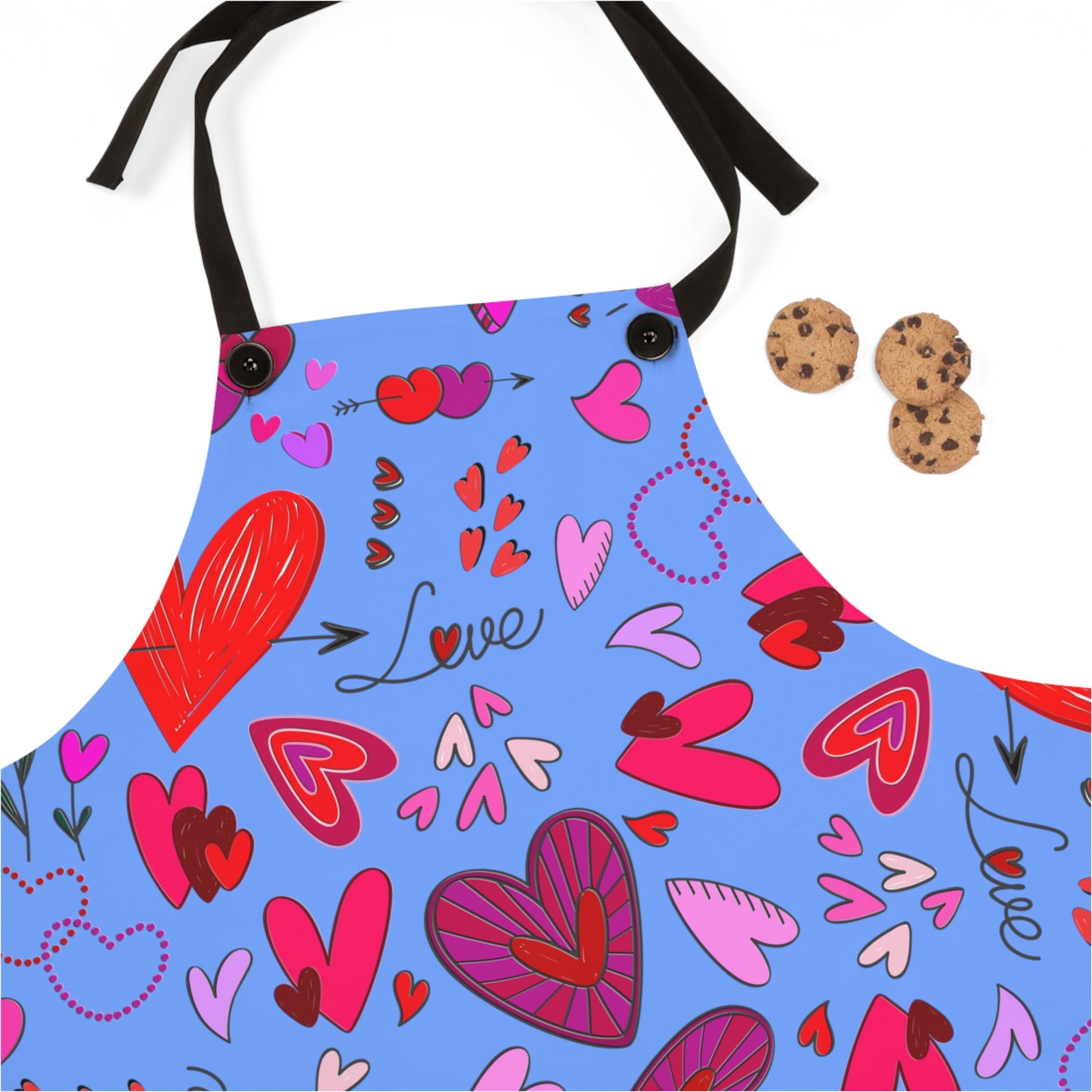 Heart Doodles - Fennel Flower 74a6ff - Apron