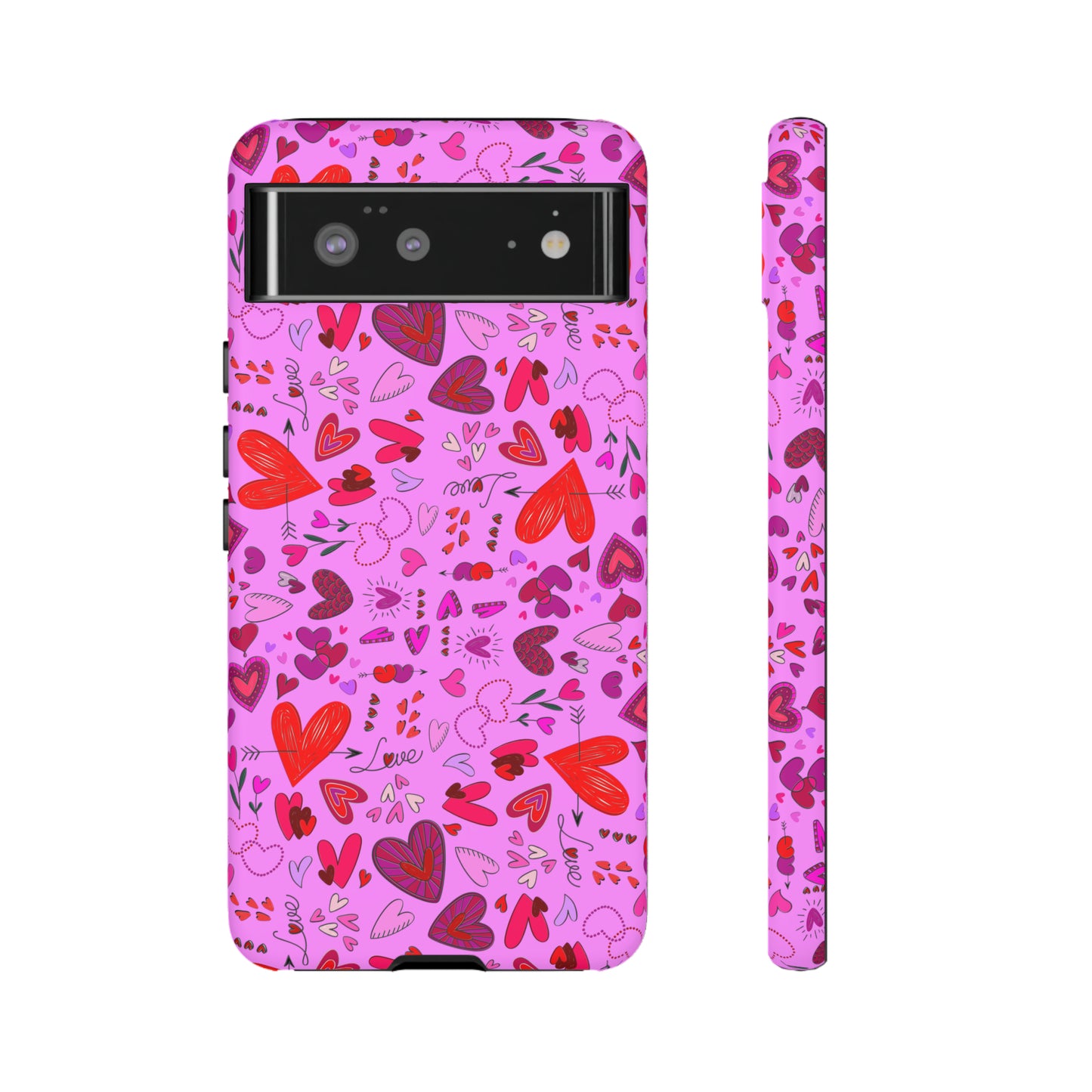 Heart Doodles - Fuschia Pink ff8eff - Tough Cases