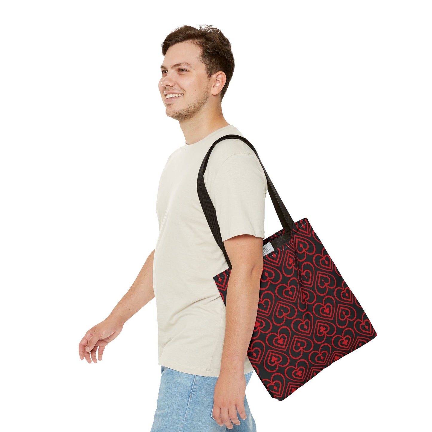 Ducks in the Deck - Red - Black 000000 - Tote Bag