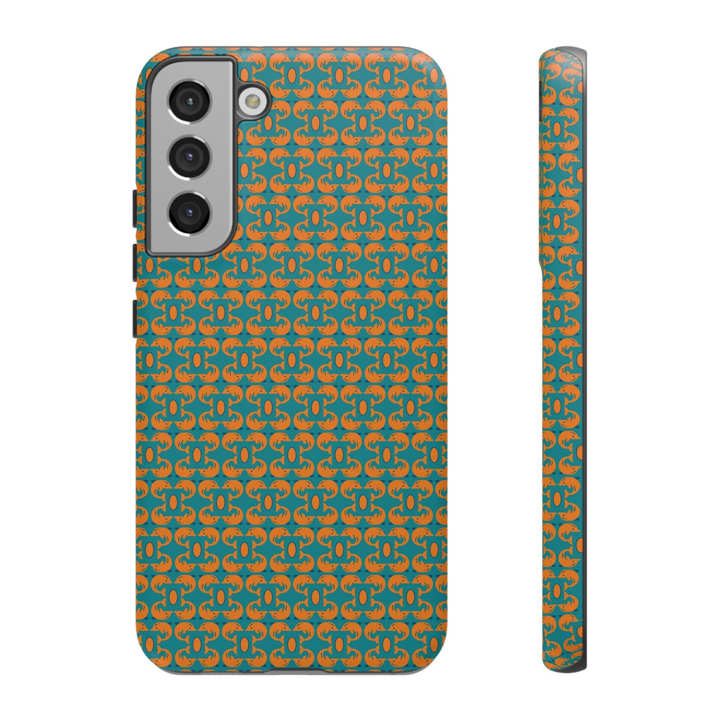 Playful dolphins - Orange - Aqua 008E97 - Tough Cases