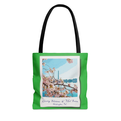 Instant Photo - Tidal Basin Cherry Trees - Lime Green 21C12E - Tote Bag