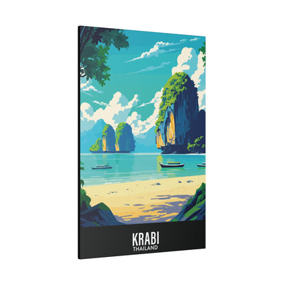 Krabi - Thailand - Black 000000 - Matte Canvas, Stretched, 0.75"