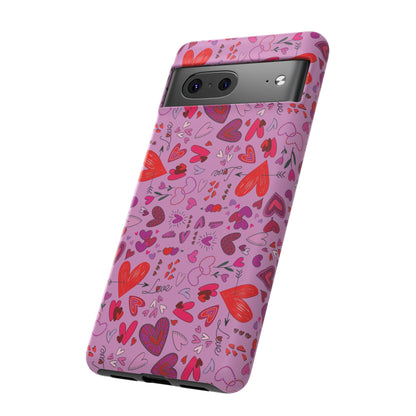 Heart Doodles - Fuschia Pink ff8eff - Tough Cases