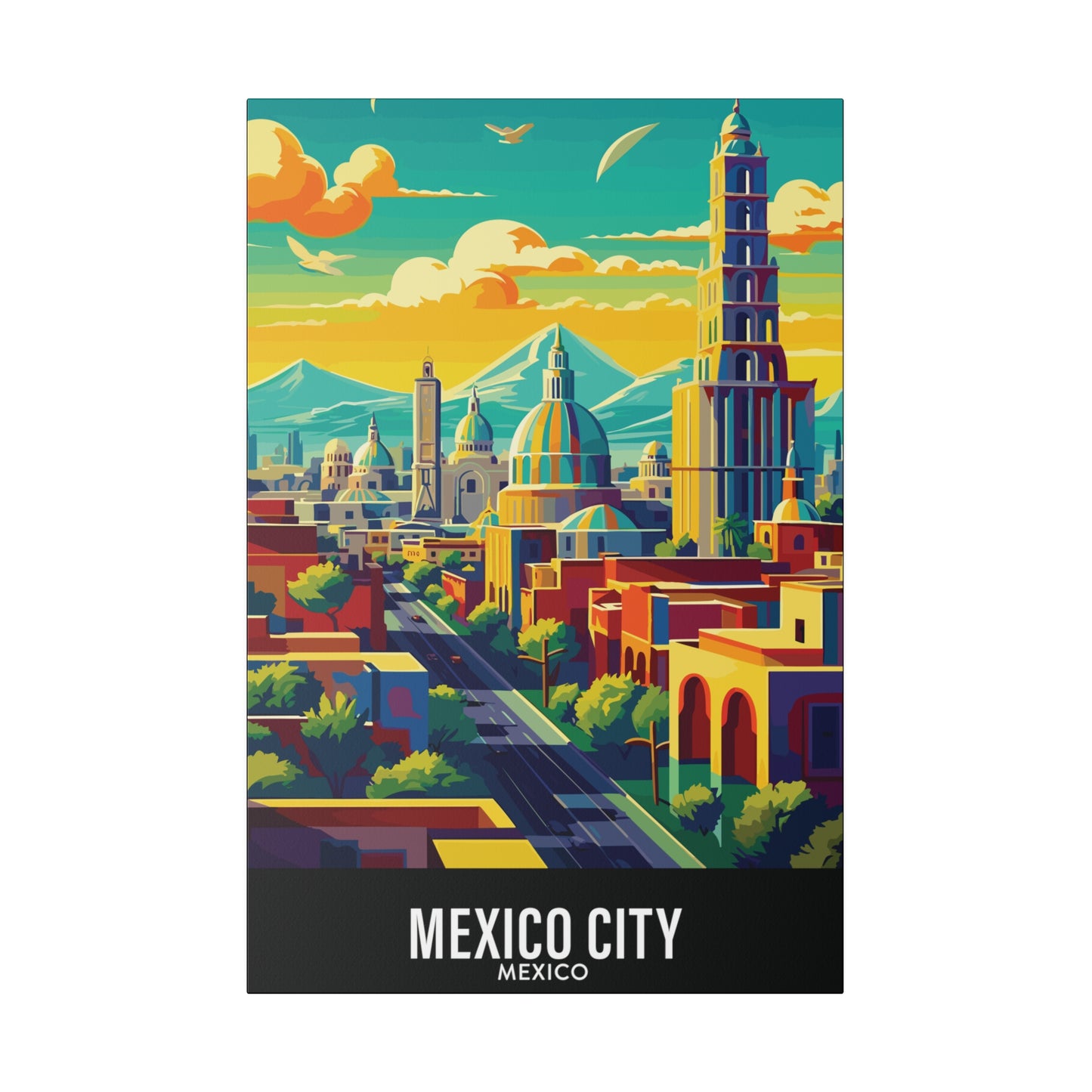 Mexico City - Mexico - Black 000000 - Matte Canvas, Stretched, 0.75"