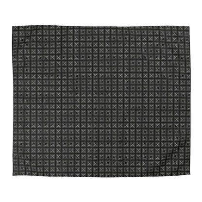 Intersecting Squares - Black - Black - Microfiber Duvet Cover