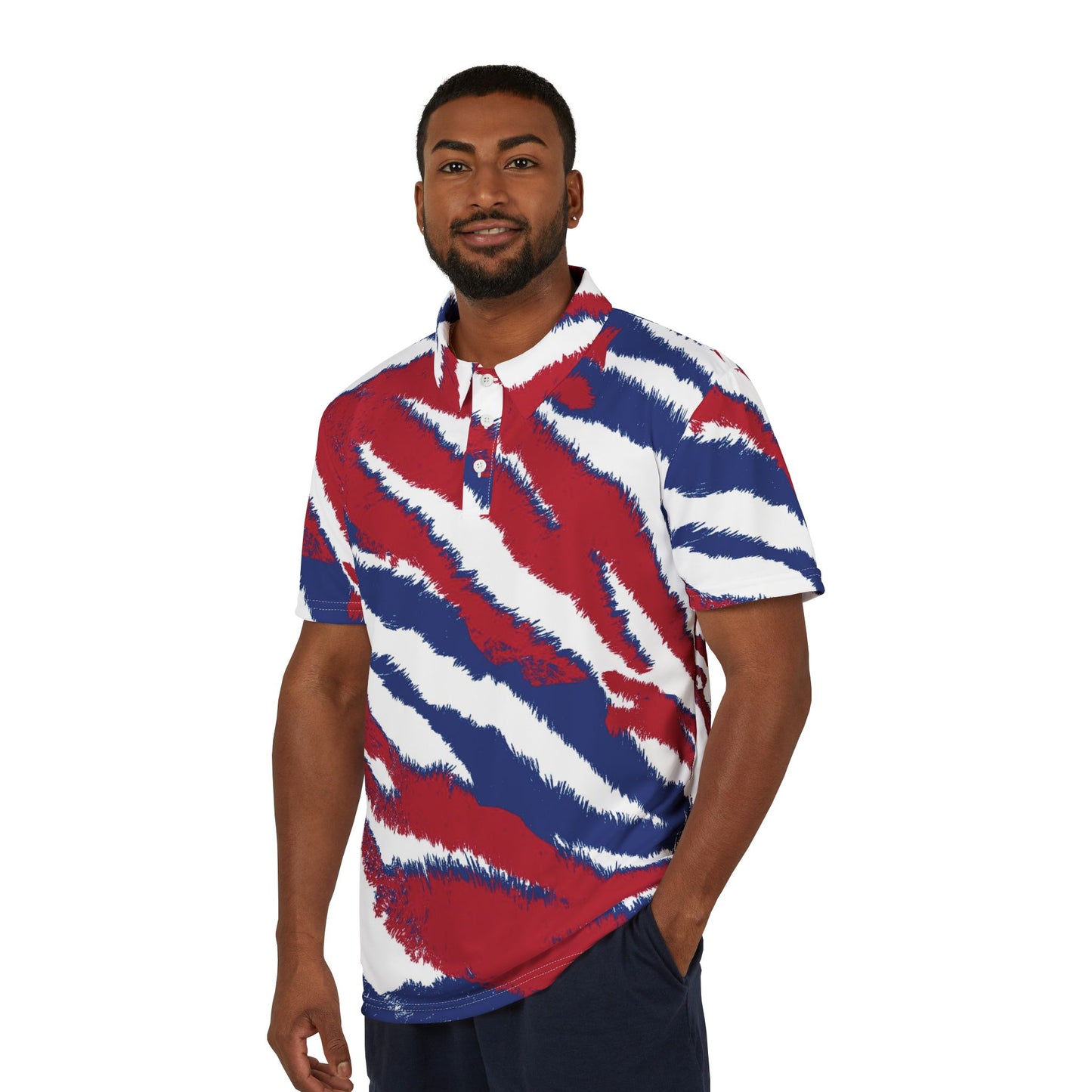 Red White and Blue Tiger Stripes - Unisex Polo Shirt