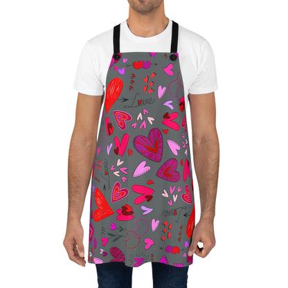 Heart Doodles - Dim Gray 646a6a - Apron