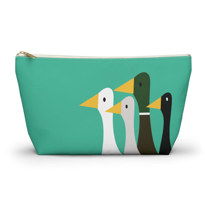 Nifty Ducks Co. Logo2 - ducks - Turquoise 12d3ad - Accessory Pouch w T-bottom