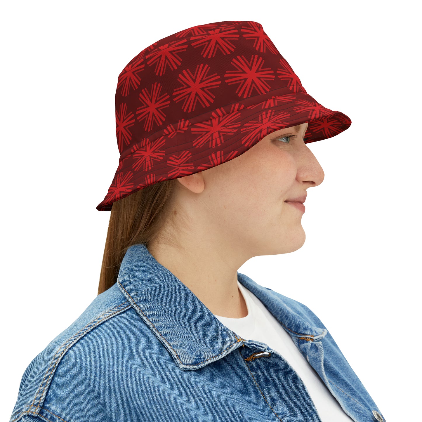 Red V Star pattern - Big design - Bucket Hat (AOP)