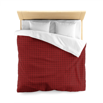 Intersecting Squares - Red - Black - Microfiber Duvet Cover