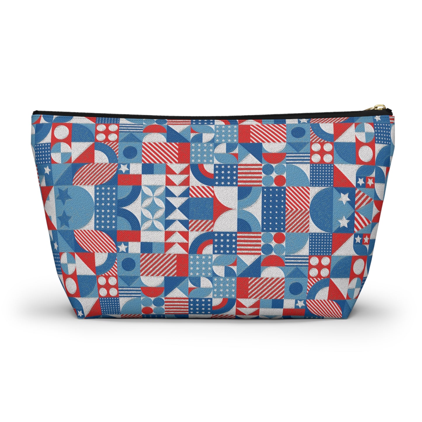 Red White and Blue Bold Pattern - Oil Paint Texture - Accessory Pouch w T-bottom