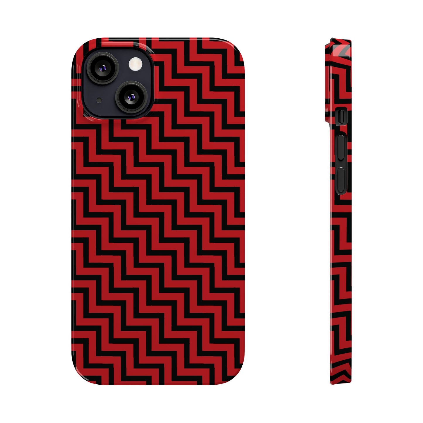 Zigs and Zags - Black - Scarlet - Slim Phone Cases