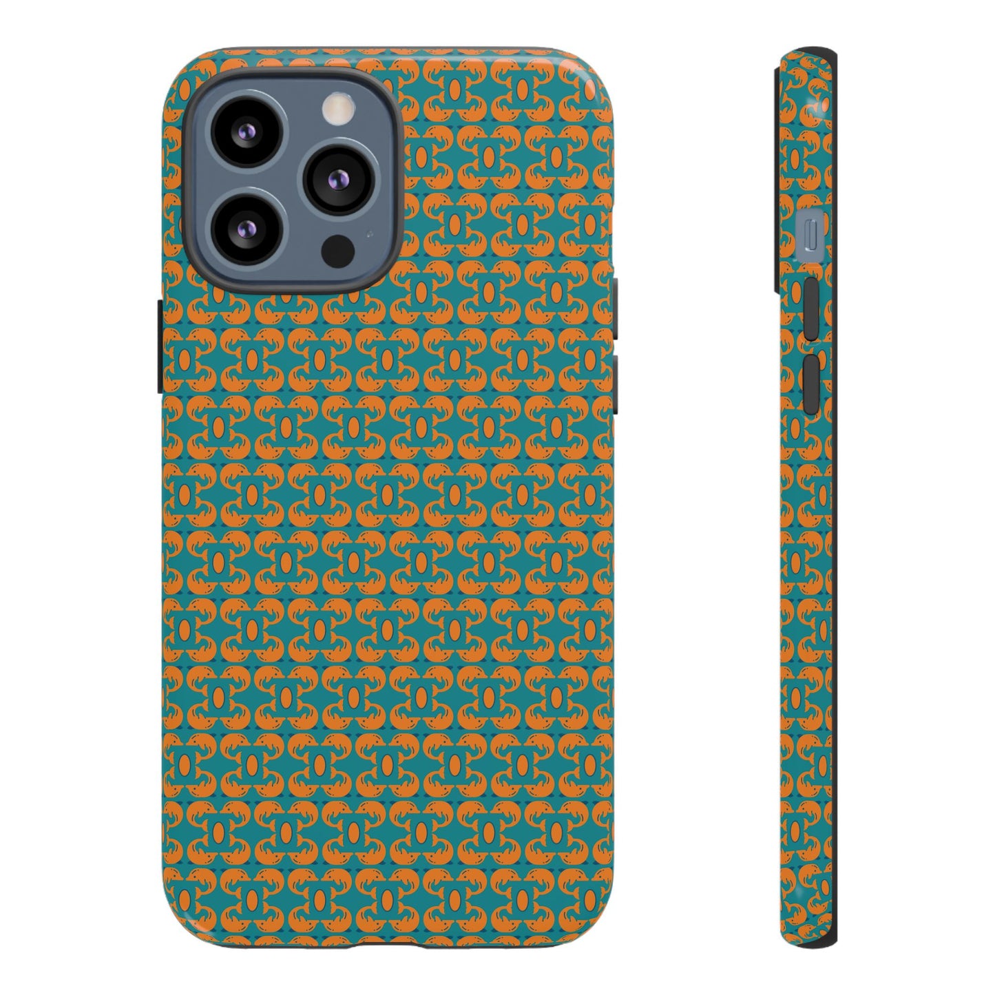 Playful dolphins - Orange - Aqua 008E97 - Tough Cases