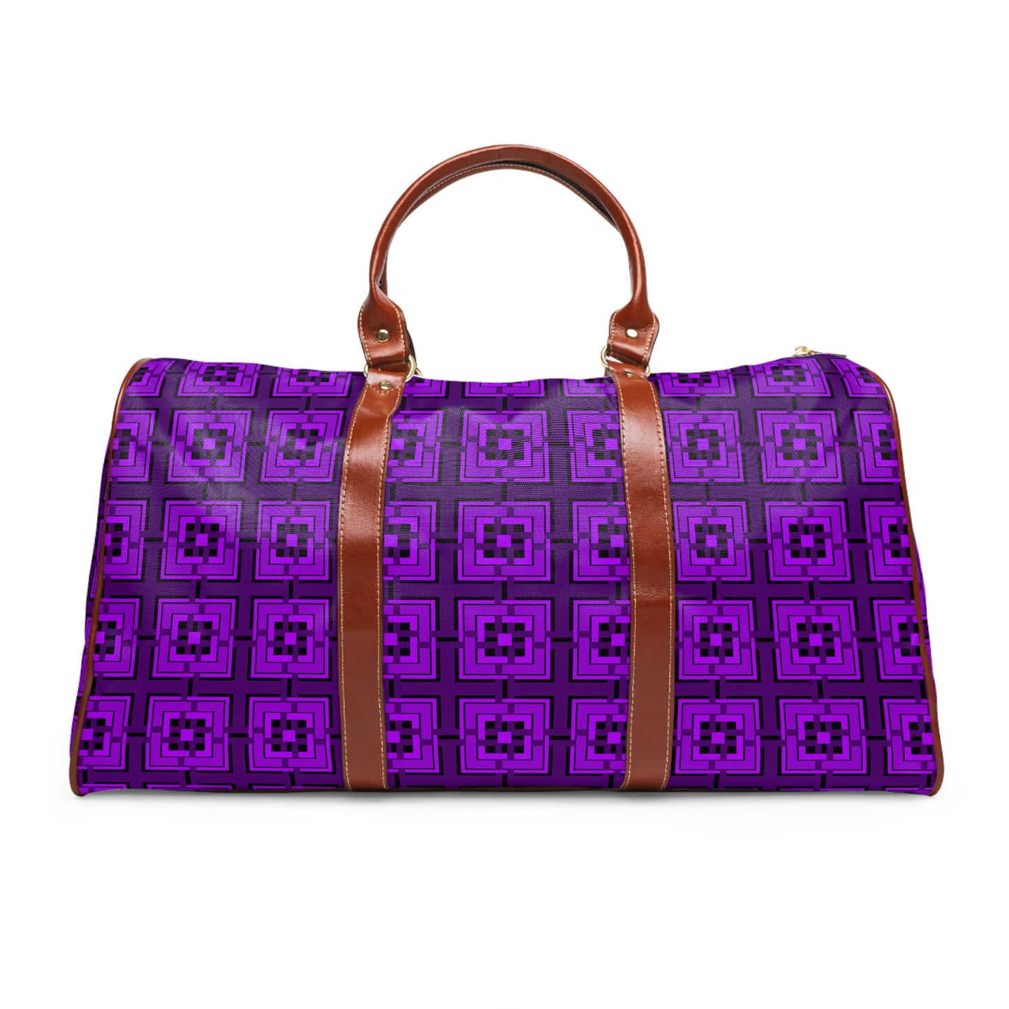 Intersecting Squares - Purple - Black 000000 - Waterproof Travel Bag