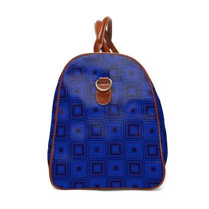 Blue Squares - Waterproof Travel Bag