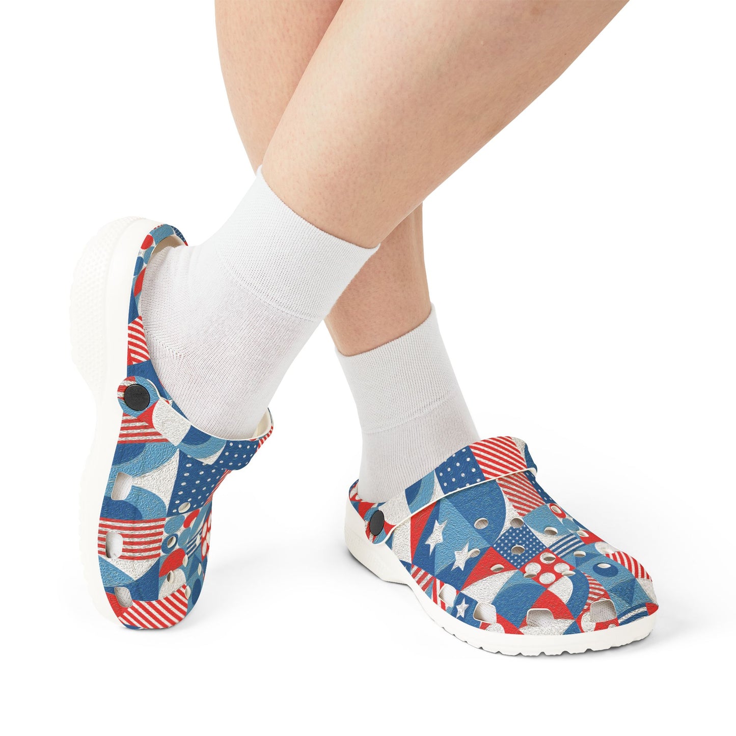 Red White and Blue Bold Pattern - Oil Paint Texture - EVA Foam Rubber Shoes