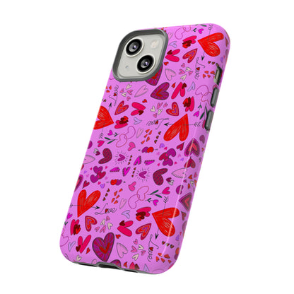 Heart Doodles - Fuschia Pink ff8eff - Tough Cases