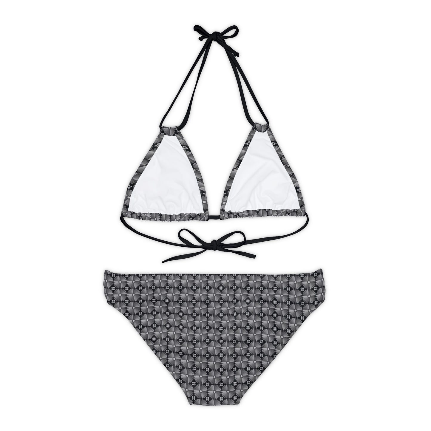 Letter Art - I - Gray - Black 000000 - Strappy Bikini Set