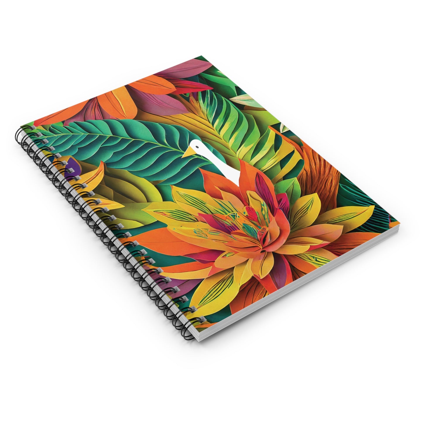 Large Tropical Flowers2 - Duck - Spiral Notebook - Ruled Line