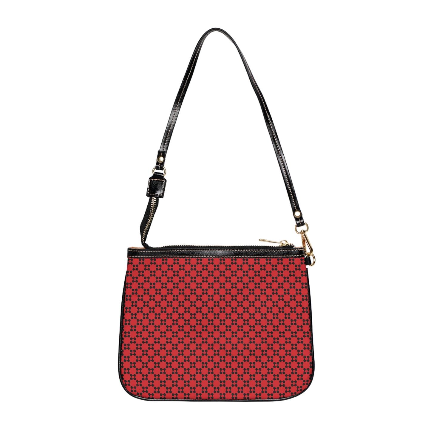 Pixel Petals - Black - Scarlet - Small Shoulder Bag