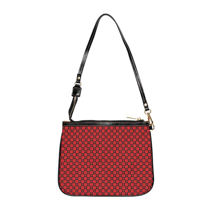 Pixel Petals - Black - Scarlet - Small Shoulder Bag