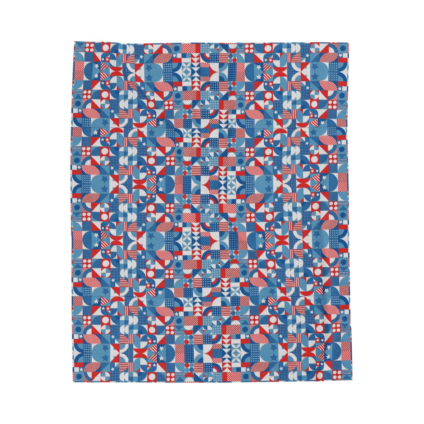 Red White and Blue Bold Pattern - Oil Paint Texture - Velveteen Plush Blanket