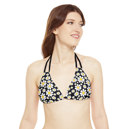 Ducks in Daisies - Black 000000 - Strappy Bikini Set