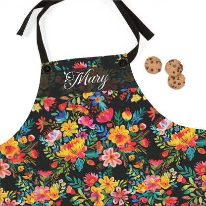 Personalized Watercolor Flower Apron - Mary