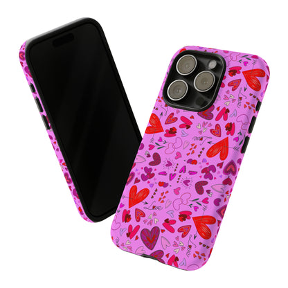 Heart Doodles - Fuschia Pink ff8eff - Tough Cases