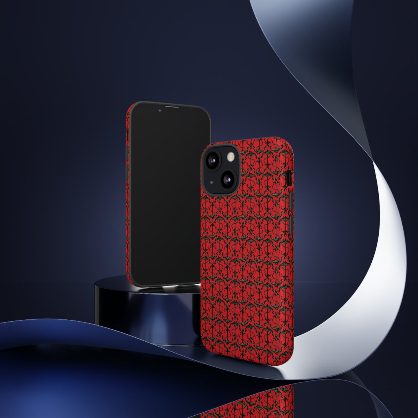 Anchors Away - Black Gray - Scarlet de0000 - Tough Cases