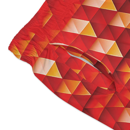 Geometric Flame - Red Triangles - Dark Candy Apple Red a00000 - Swim Trunks