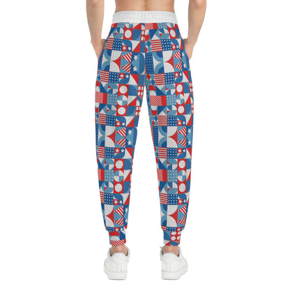 Red White and Blue Bold Pattern - Oil Paint Texture - White ffffff - Athletic Joggers