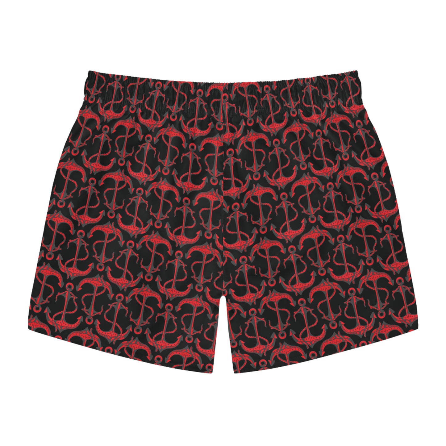 Anchors Away - Red - Black 000000 - Swim Trunks