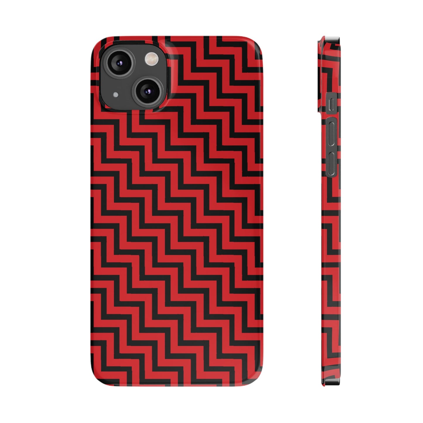 Zigs and Zags - Black - Scarlet - Slim Phone Cases