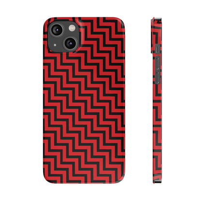 Zigs and Zags - Black - Scarlet - Slim Phone Cases