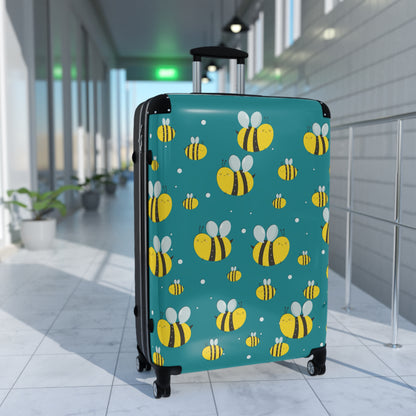 Lots of Bees - Aqua 008E97 - Suitcase