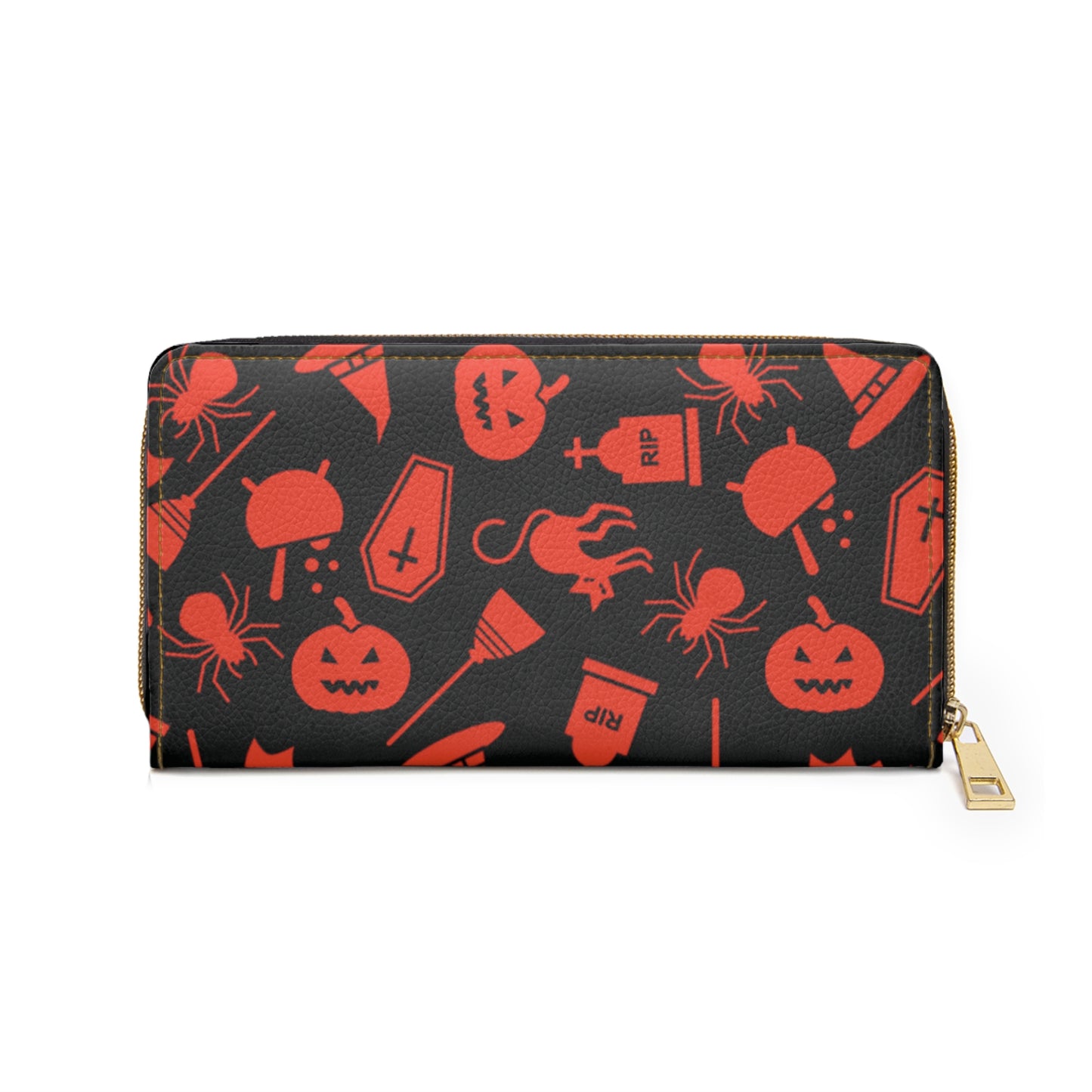 Halloween Scaries - Big - Orange - Black 000000 - Zipper Wallet