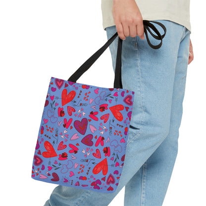 Heart Doodles - Fennel Flower 74a6ff - Tote Bag