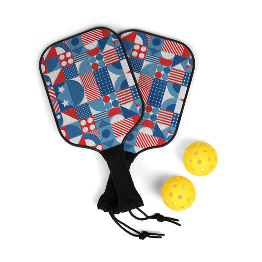 Red White and Blue Bold Pattern - BIG - Oil Paint Texture - Pickleball Kit