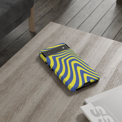 Retro wavy - yellow and blue - Tough Cases