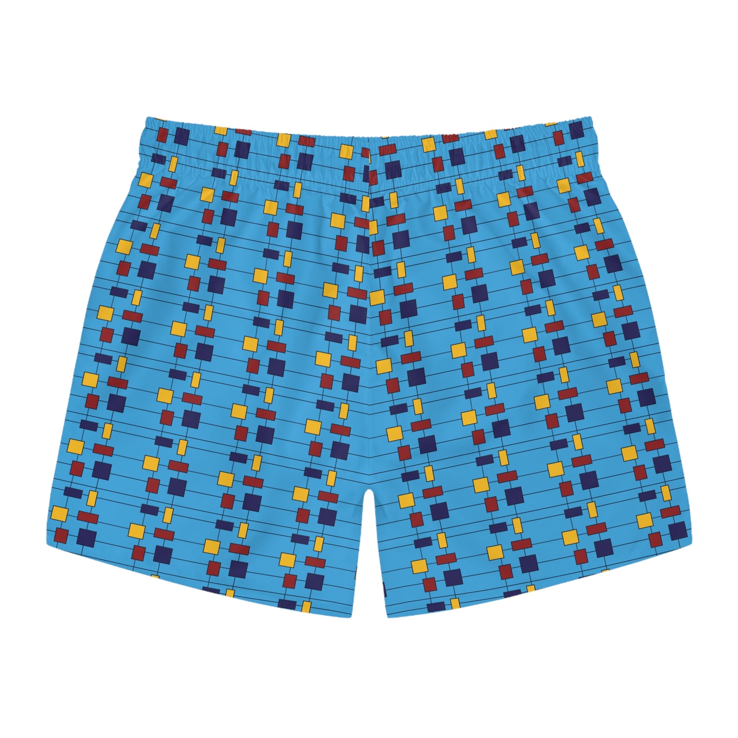 Inspired by Piet Mondrian - Blue Bolt 00b3ff - Swim Trunks