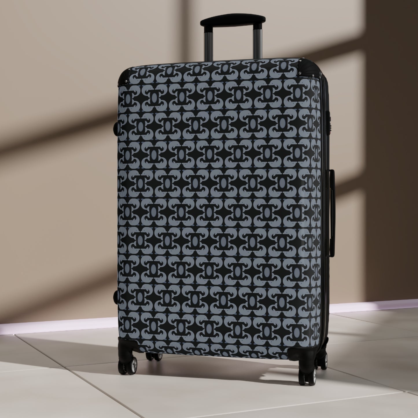 Playful Dolphins - Black 000000 - Suitcase