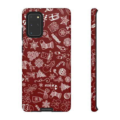 Christmas doodles on red - Tough Cases